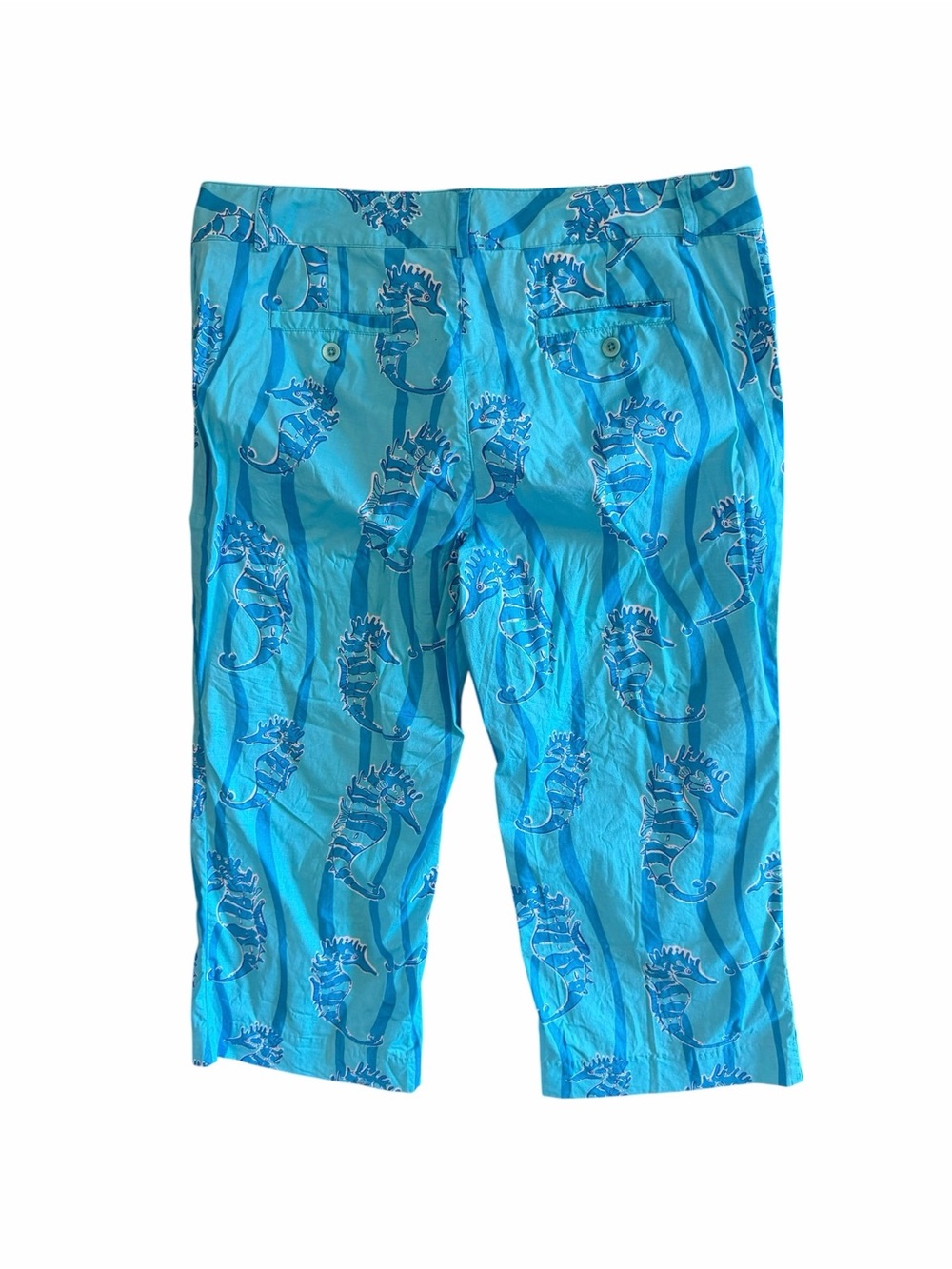 Vintage Vtg Women’s LILLY PULITZER Blue Seahorse Capri Pants Size 8 - Picture 2 of 5